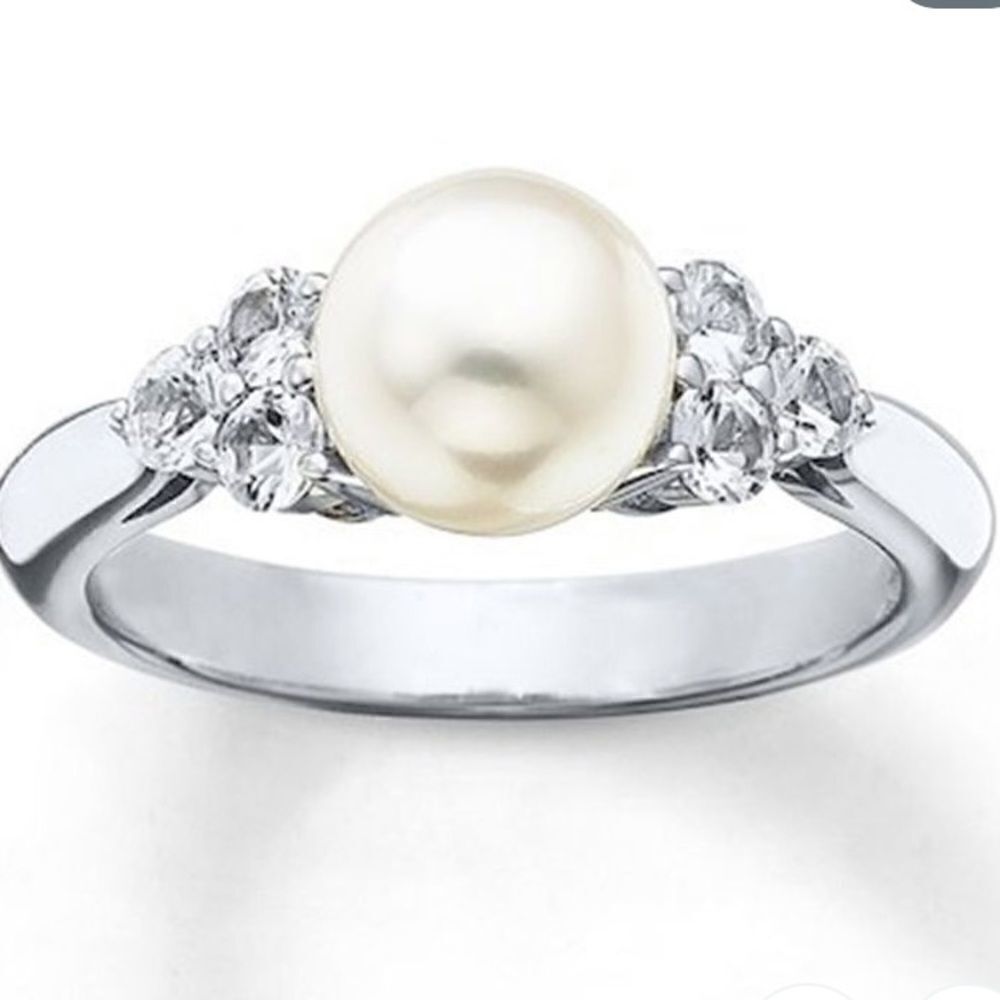 Pearl Diamond Silver Ring 6